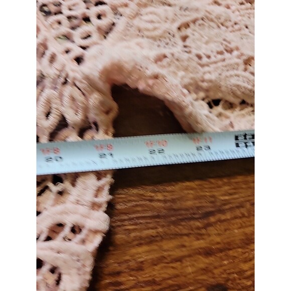 Crochet Cardigan Questions By Say What Pink V-Neck Button Front Womens Small - Picture 8 of 10